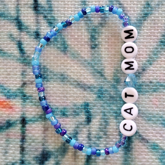 Seed Bead Stack Stretch Bracelets"Cat Mom" & "Evil Eye" Bracelets - Picture 13 of 16